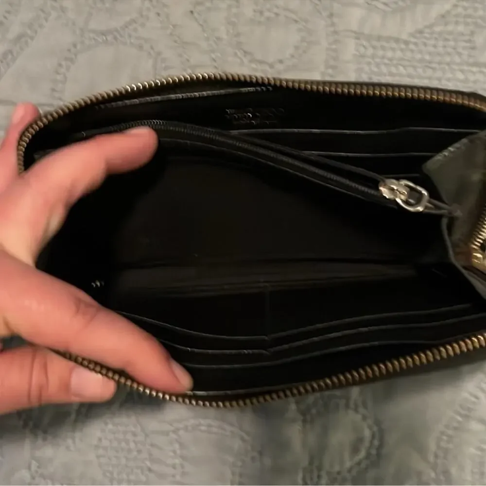 Vintage Jimmy Choo Black Leather Star Studded Long Zipper Wallet